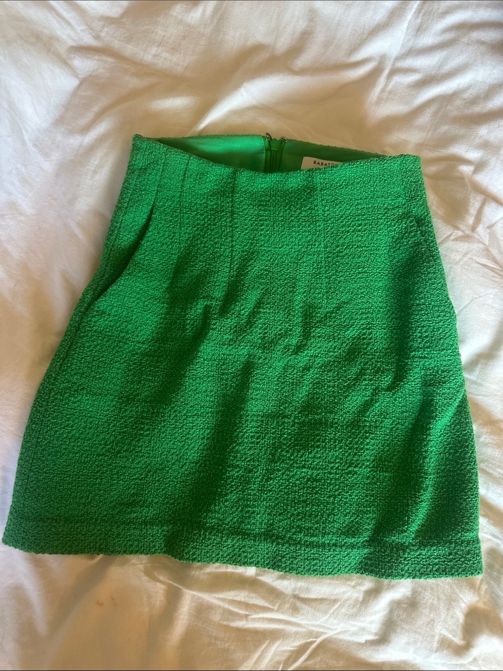 Green Textured Mini Skirt - BABATON